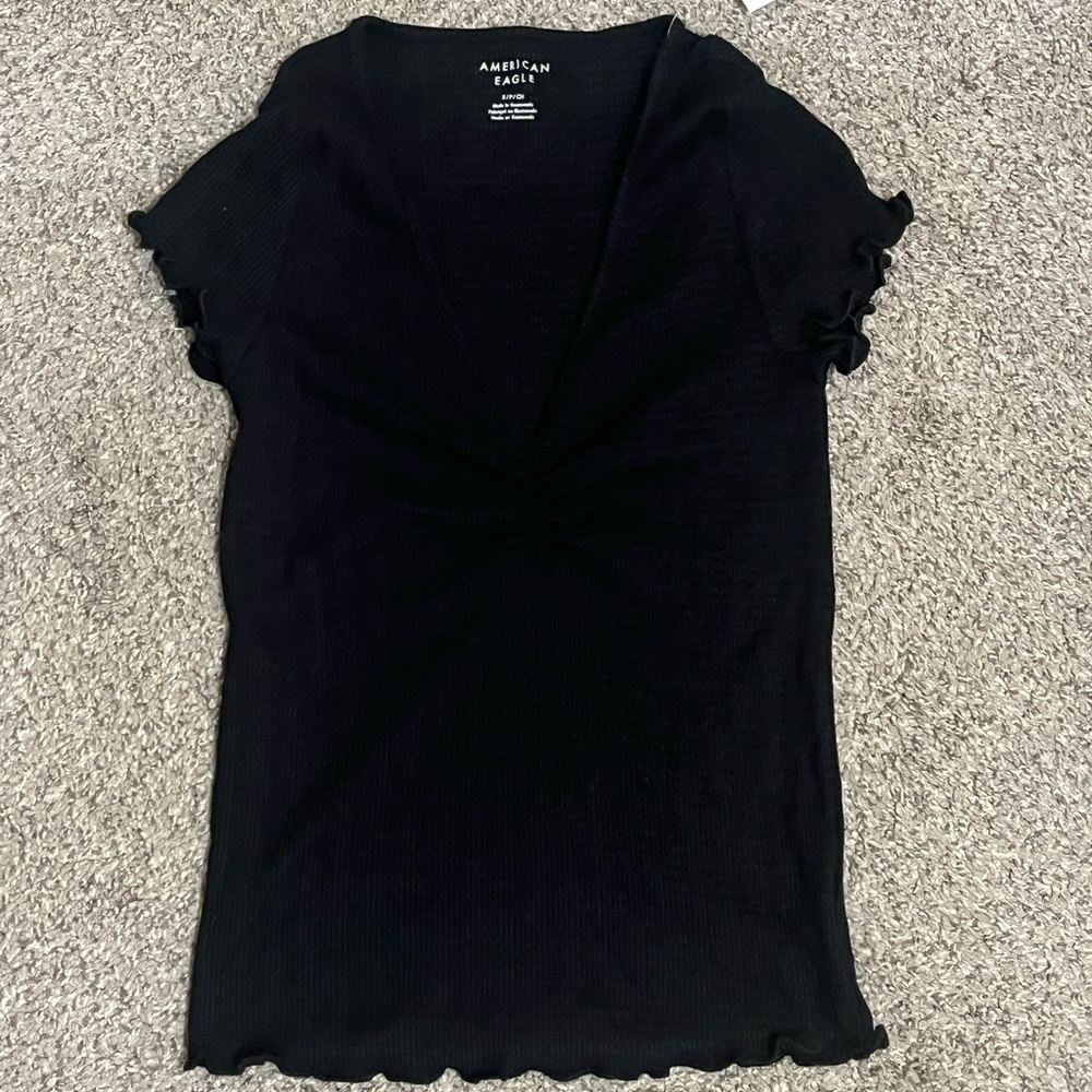 American Eagle Outfitters Black V-Neck Women's Top